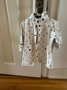 Polarn O. Pyret White Polka Dot Hooded Raincoat